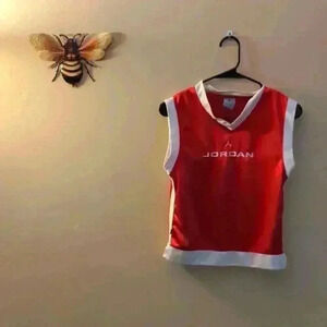 Jordan brand kids jersey, size 7, red and white